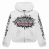 Hellstar Records Glitter Zip White Hoodie