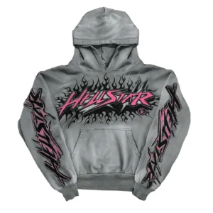 Hellstar Studios Future Flame Grey Pink Hoodie